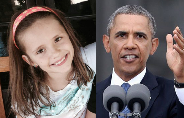 Sofia, the 9-year-old girl who wrote a letter to US President Obama (Left). US President Barack Obama (Right) (Photo courtesy for Sofia: Kim B (Sofia's mother/TIME) and US President Obama (AP) Sofia, the 9-year-old girl who wrote a letter to US President Obama (Left). US President Barack Obama (Right) (Photo courtesy for Sofia: Kim B (Sofia's mother/TIME) and US President Obama (AP)